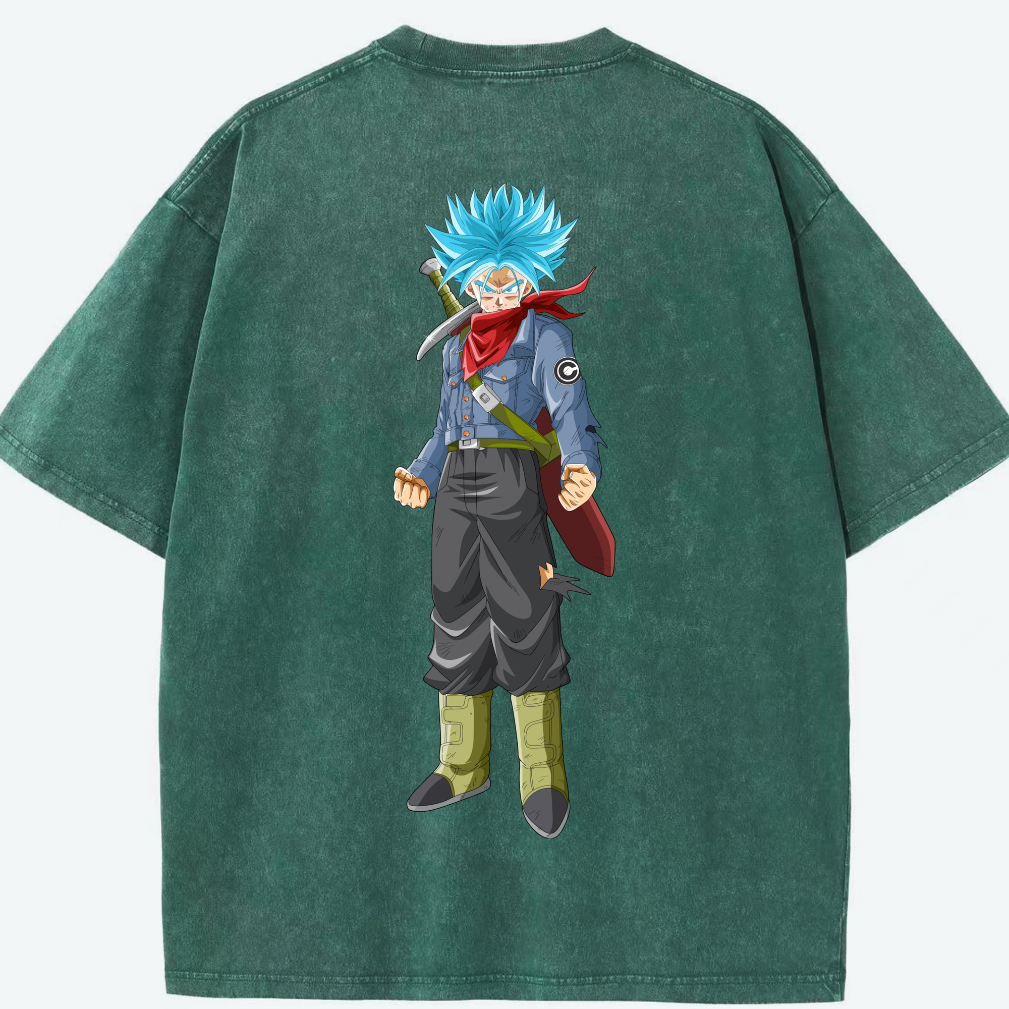 （画像用） ドラゴンボール トランクス（Torankusu）DRAGON BALL Trunks 綿100% ヴィンテージ風 半袖Tシャツ（背面プリント）